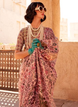 Tissue Trendy Saree In Pink