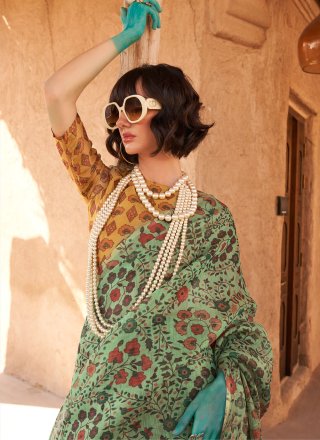 Tissue Trendy Saree In Sea Green