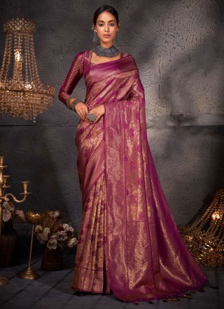 Topnotch Purple Kanjivaram Silk Trendy Saree