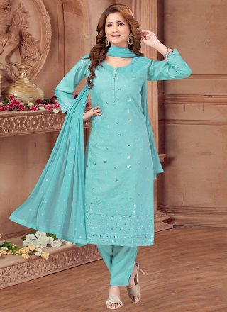 Party Wear, Reception Blue color Art Silk fabric Salwar Kameez : 1878598