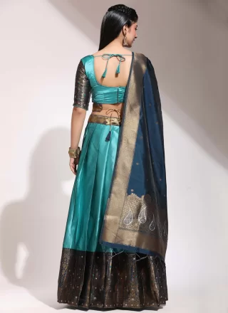Turquoise Silk Lehenga Choli