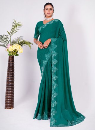 Turquoise Silk Trendy Saree
