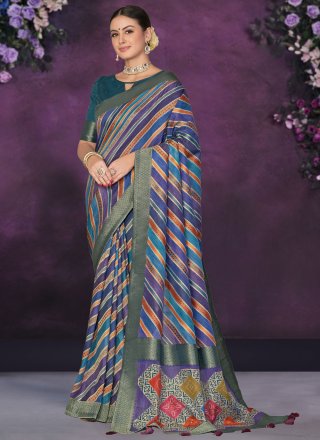 Tussar Silk Contemporary Sari with Print Work