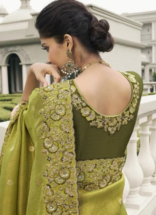 Tussar Silk Designer Sari In Green