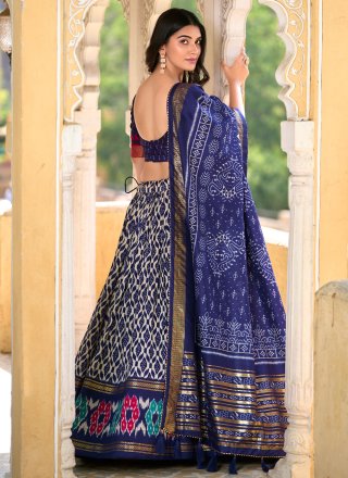 Tussar Silk Lehenga Choli with Foil Print Work
