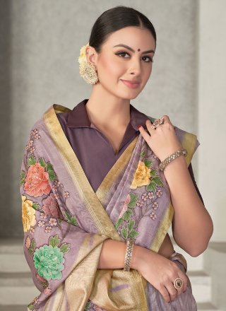 Tussar Silk Trendy Saree In Lavender