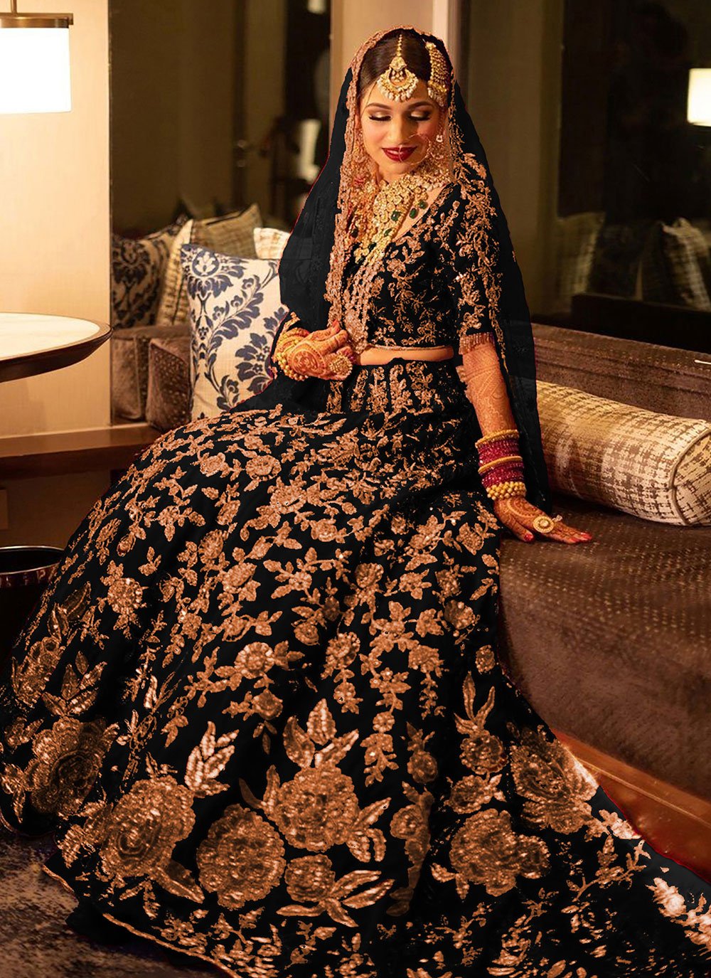 Velvet A Line Lehenga Choli with Diamond, Dori and Embroidered