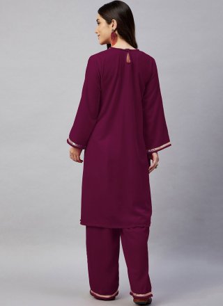 Velvet Designer Kurti In Purple