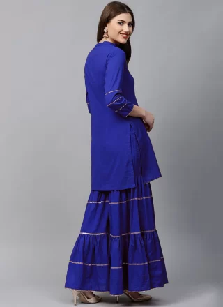 Velvet Party Wear Kurti In Blue