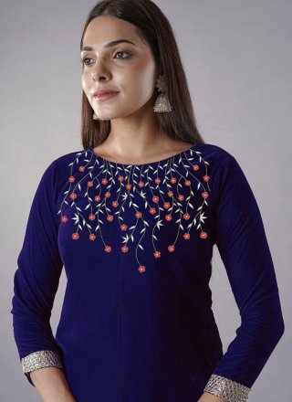 Velvet Salwar Suit In Blue