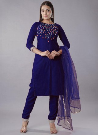 Velvet Salwar Suit In Blue