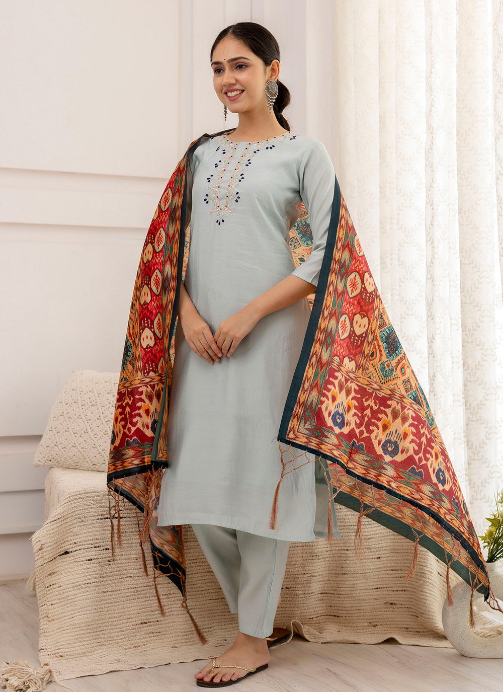 Grey punjabi suit best sale