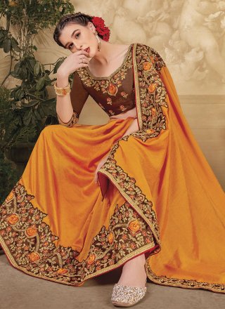 Vichitra Silk Classic Sari In Mustard