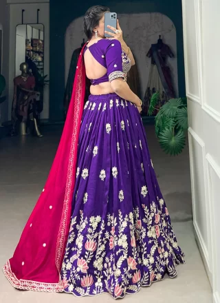 Vichitra Silk Lehenga Choli In Violet
