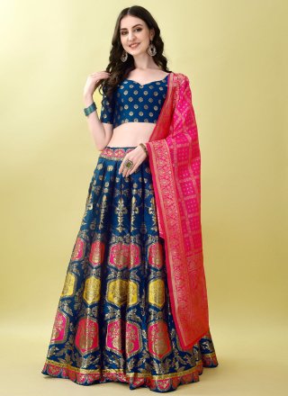 Violet Jacquard Work Jacquard Silk Lehenga Choli