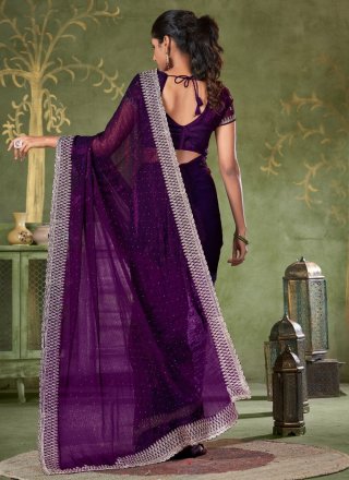 Violet Shimmer Trendy Saree