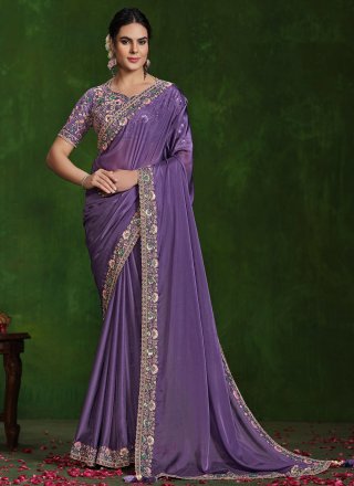 Violet Silk Contemporary Sari
