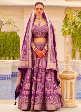 Violet Silk Readymade Lehenga Choli