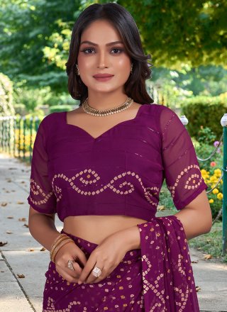 Violet Weight Less Trendy Saree with Bandhej and Print Work for Women