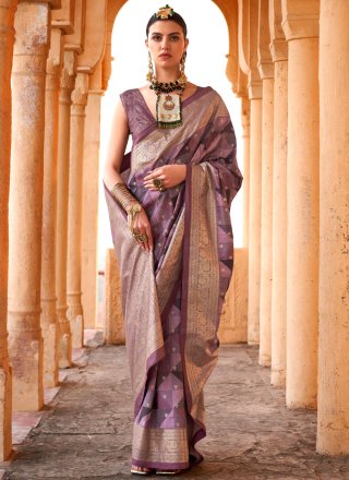 Viscose Contemporary Saree In Purple