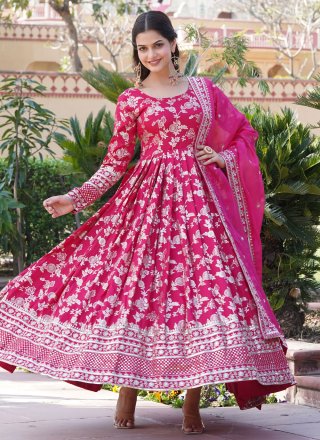 Viscose Designer Gown In Pink