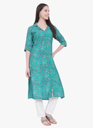 Viscose Designer Kurti In Teal