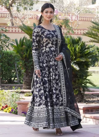 Viscose Gown with Embroidered, Jacquard and Sequins Work
