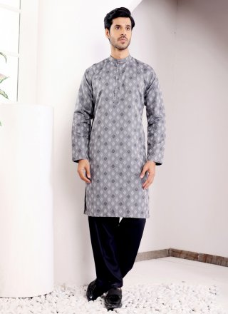 Viscose Kurta Mens Wear In Grey