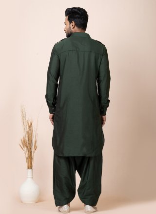 Viscose Kurta Pyjama In Green