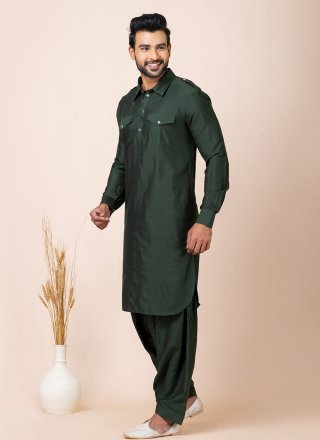 Viscose Kurta Pyjama In Green