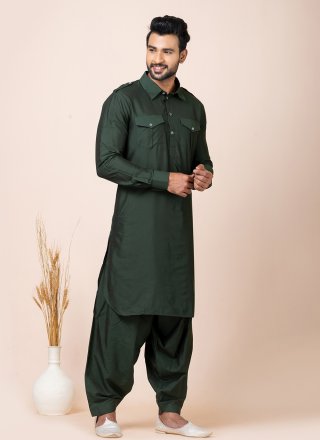 Viscose Kurta Pyjama In Green