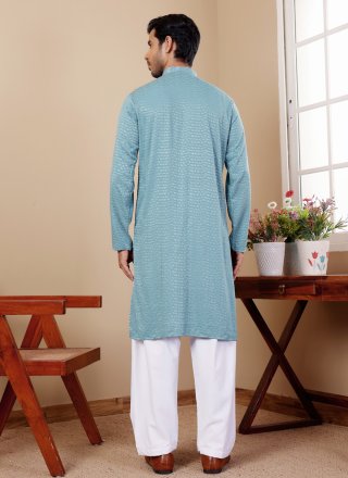 Viscose Kurta Pyjama In Teal