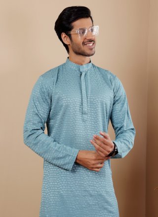 Viscose Kurta Pyjama In Teal