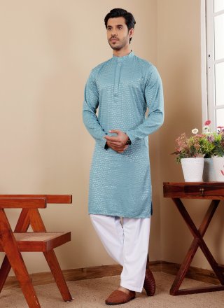 Viscose Kurta Pyjama In Teal