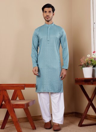 Viscose Kurta Pyjama In Teal
