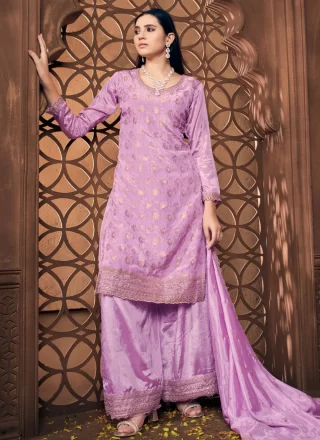 Viscose Palazzo Salwar Suit with Embroidered Work