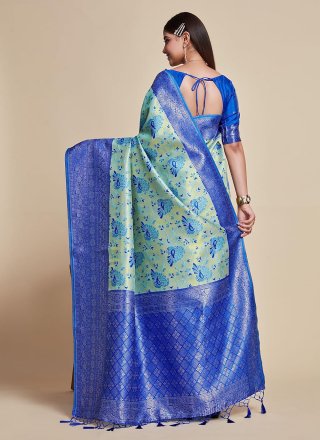 Weaving Work Kanjivaram Silk Classic Saree In Blue
