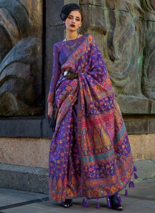 Weaving Work Organza Trendy Saree In Blue