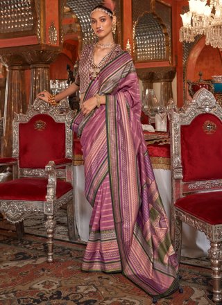 Weaving Work Silk Traditional Saree In Purple