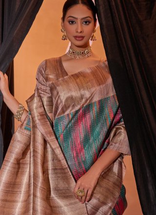 Weaving Work Tussar Silk Classic Saree In Multi Colour for Ceremonial