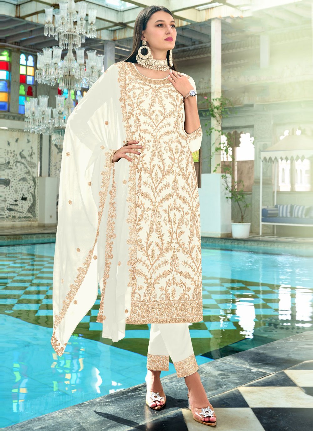 White net salwar shops suit