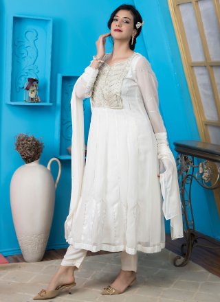 White Georgette Pant Style Suit
