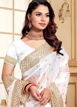 White JIMMY CHU Contemporary Saree