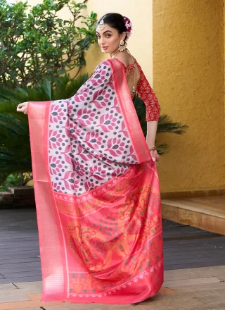 White Pure Crepe Casual Sari