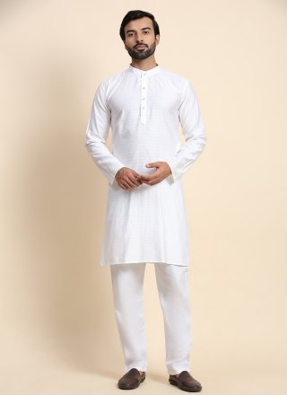 White Rayon Kurta Pyjama