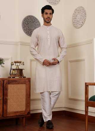 White Silk Kurta Pyjama