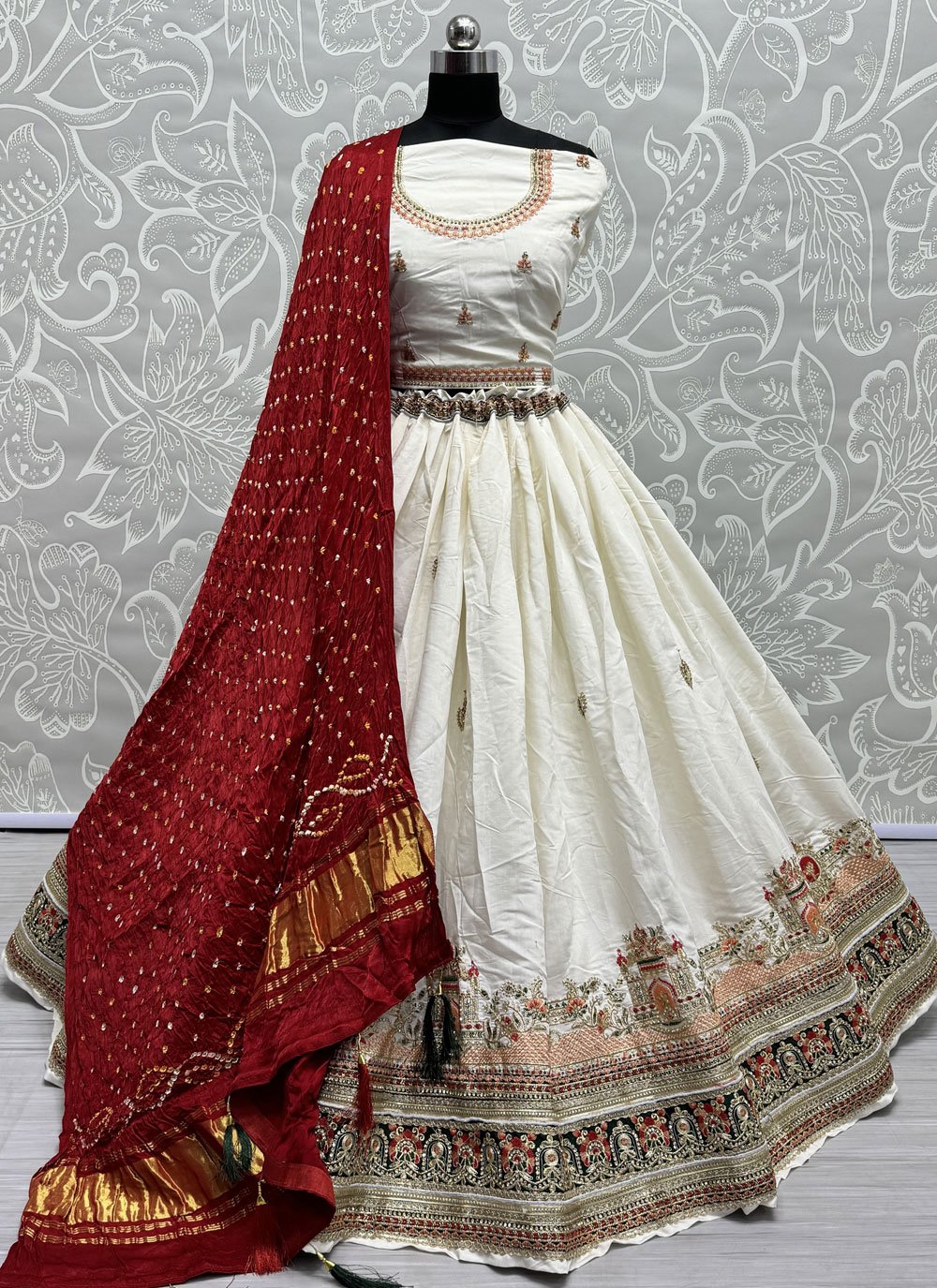Amazon.com: Aadhya Wellness Fabric Fancy Designer Multicolor Design MATA  Rani Lehenga and Chunri Poshak Devi Dress for Durga Lakshmi (Medium-5 No  Green) : Clothing, Shoes & Jewelry