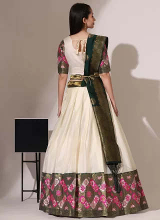 White Silk Woven Work Lehenga Choli