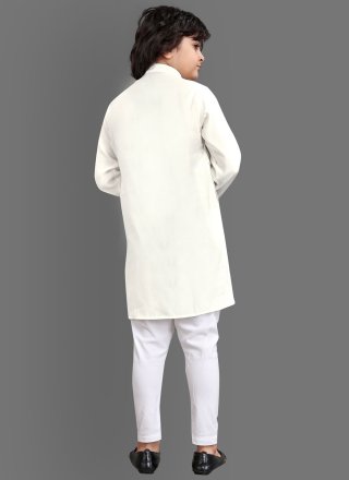 White Viscose Embroidered and Mirror Work Kurta Pyjama