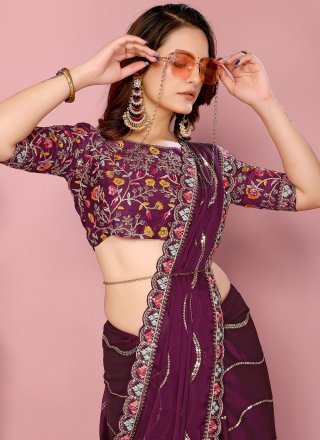 Wine Rangoli Classic Sari with